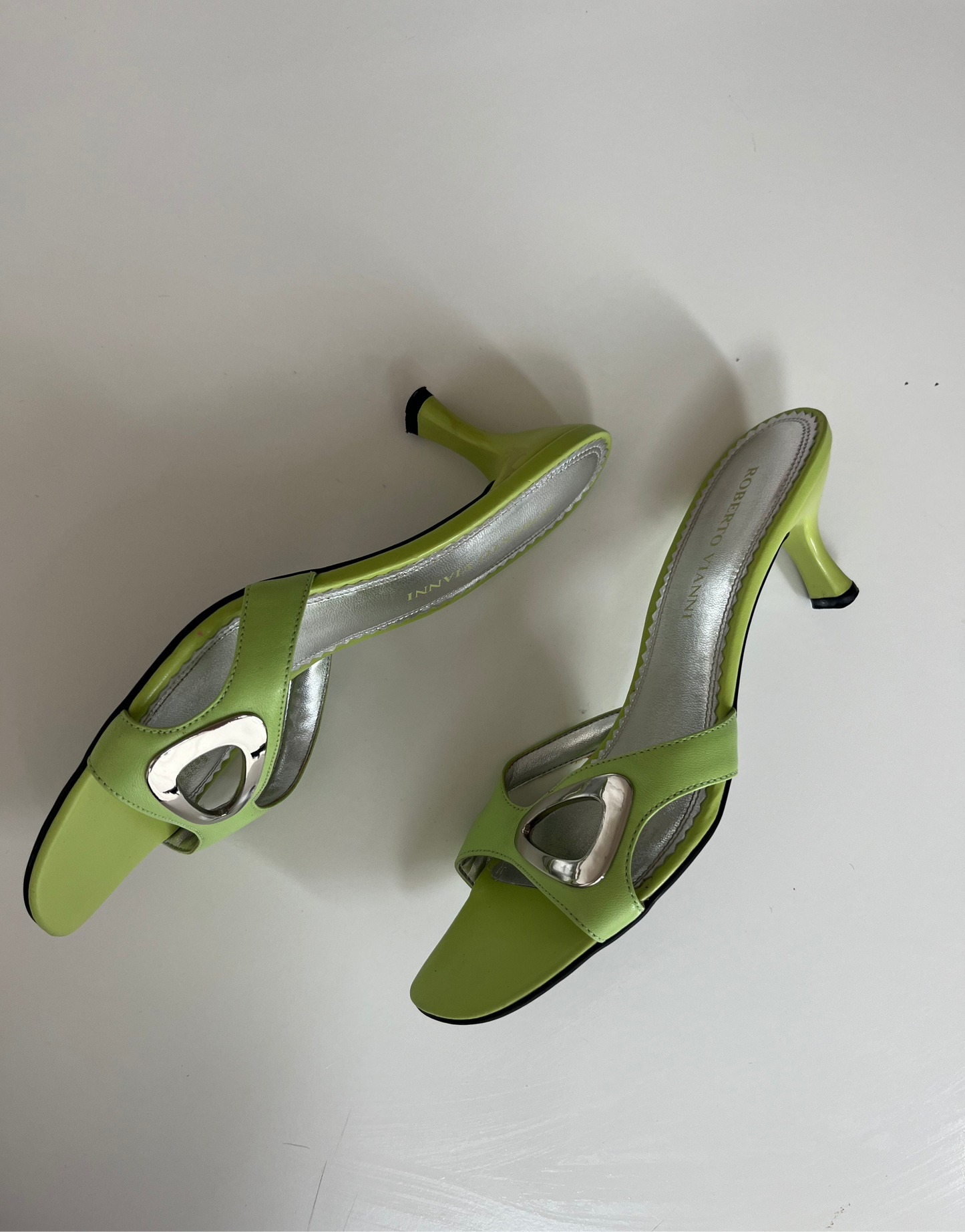 Vintage Y2K Italian designer mules in green