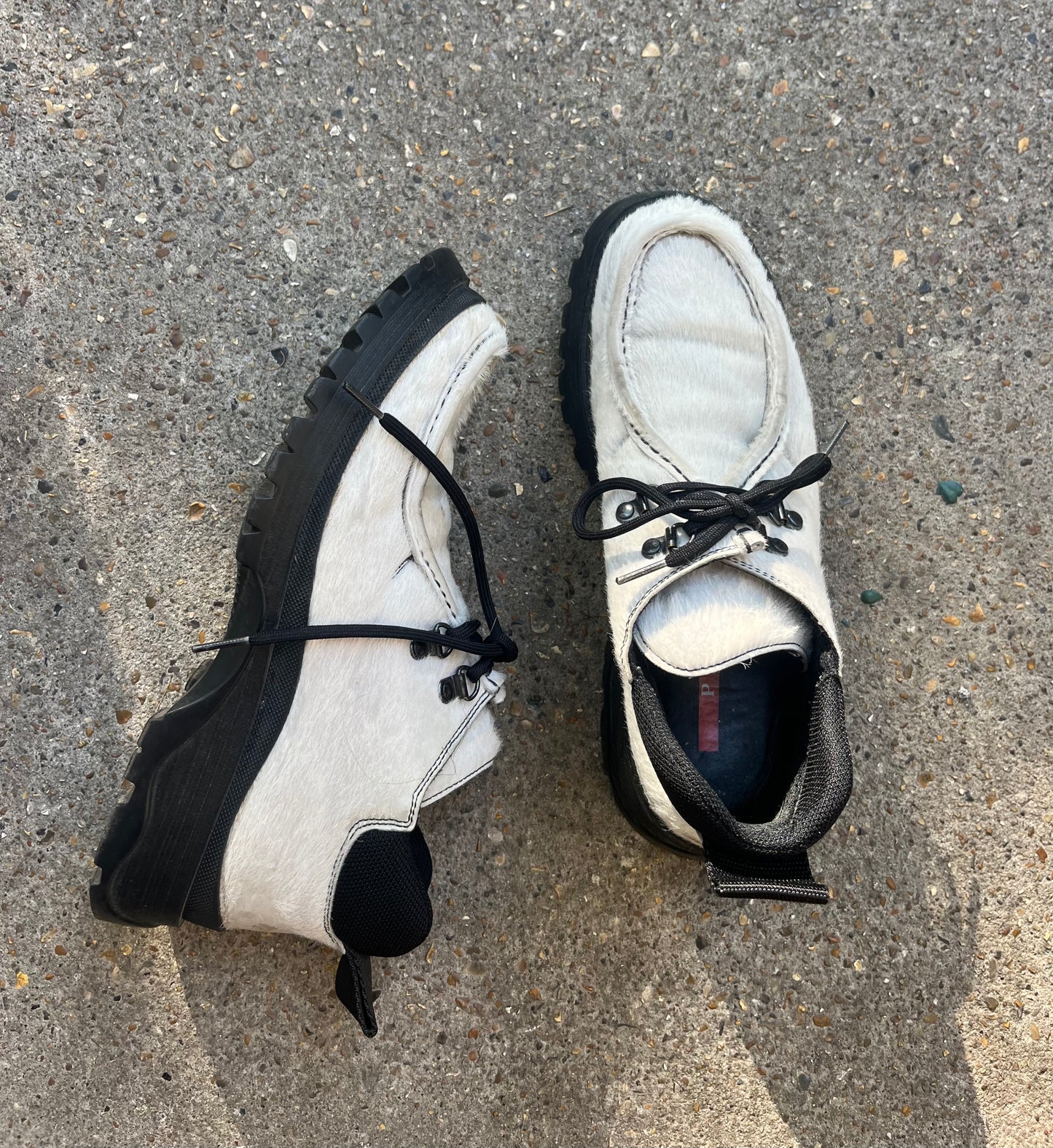90's Prada pony fur ankle boots