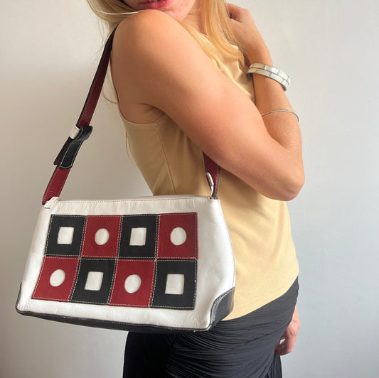 Vintage Y2K white red black shape shoulder bag