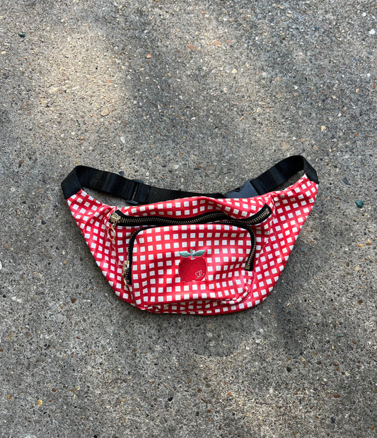 Sonia Rykel red gingham bum bag with apple detail