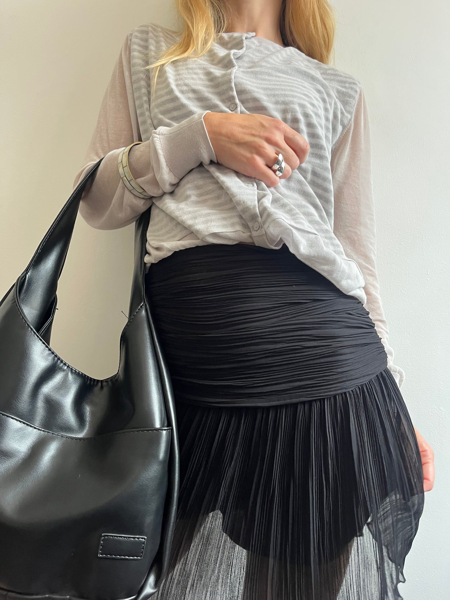 Black slouchy vegan leather bag