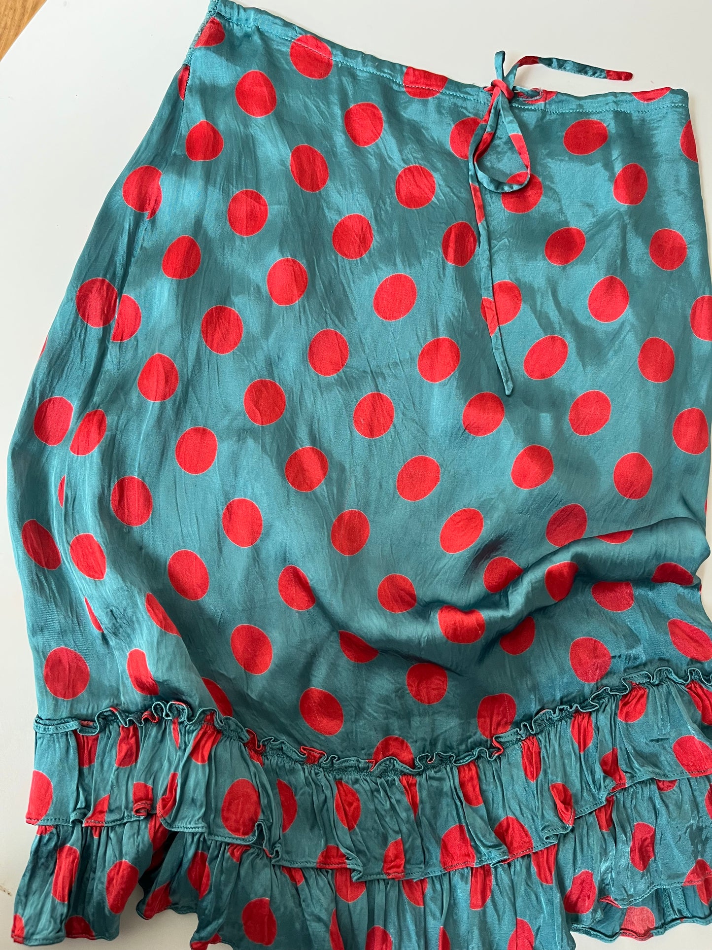 vintage blue red polka dot skirt