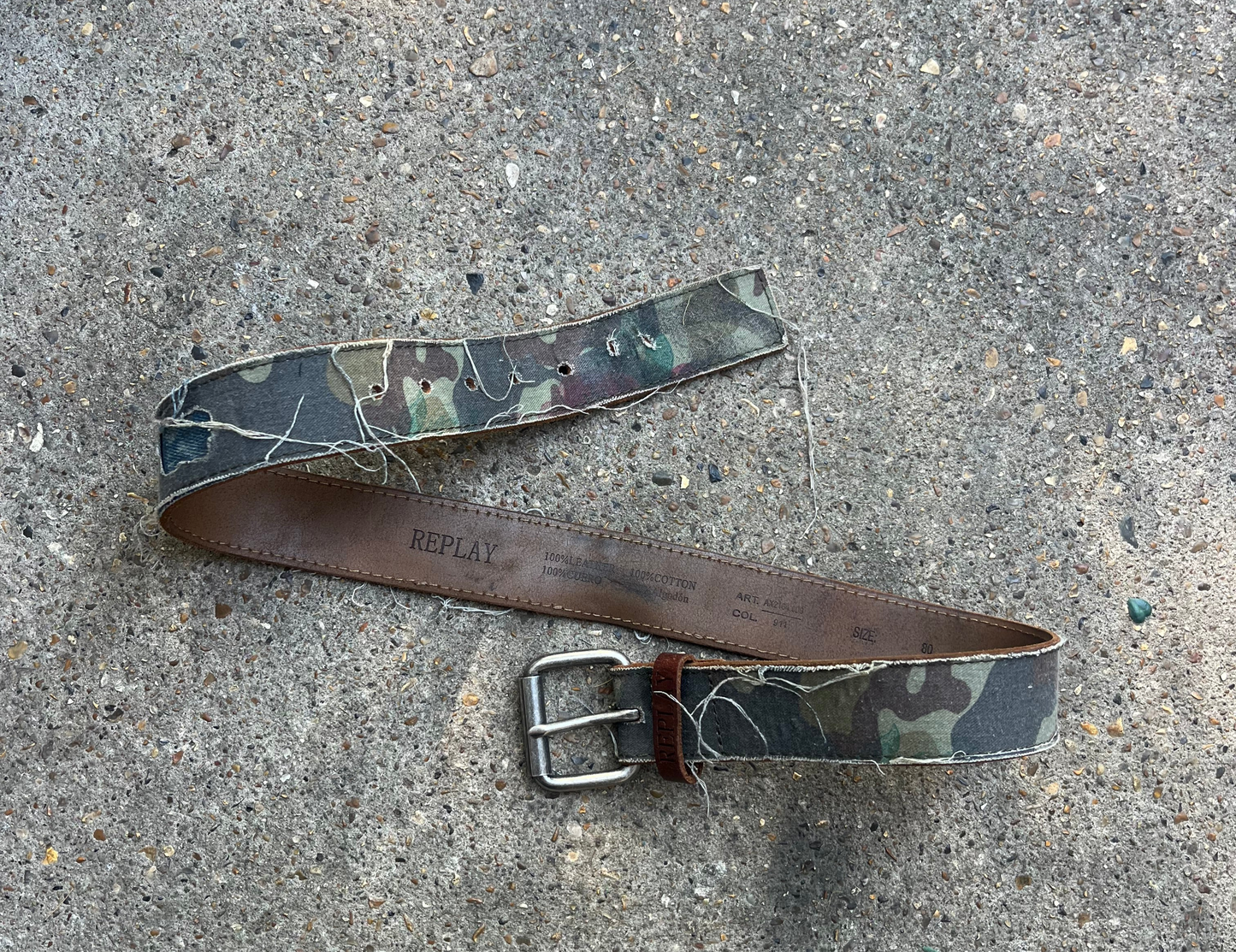2000’s REPLAY camouflage denim contrast belt - 30’’ waist