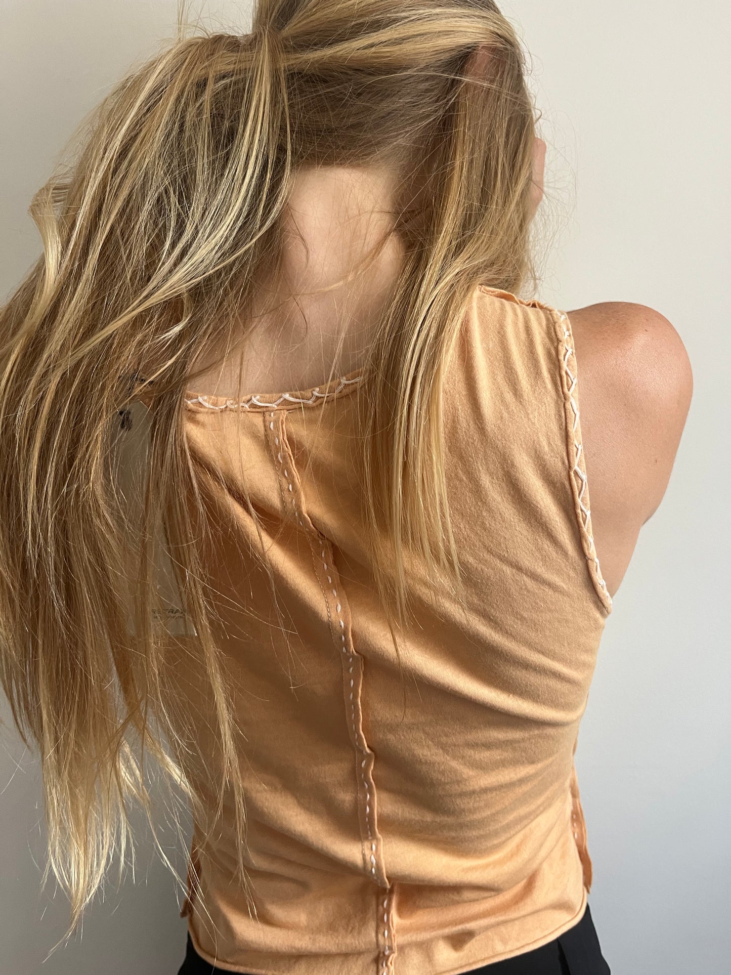 Designer y2k peach eyelet tie dye tank