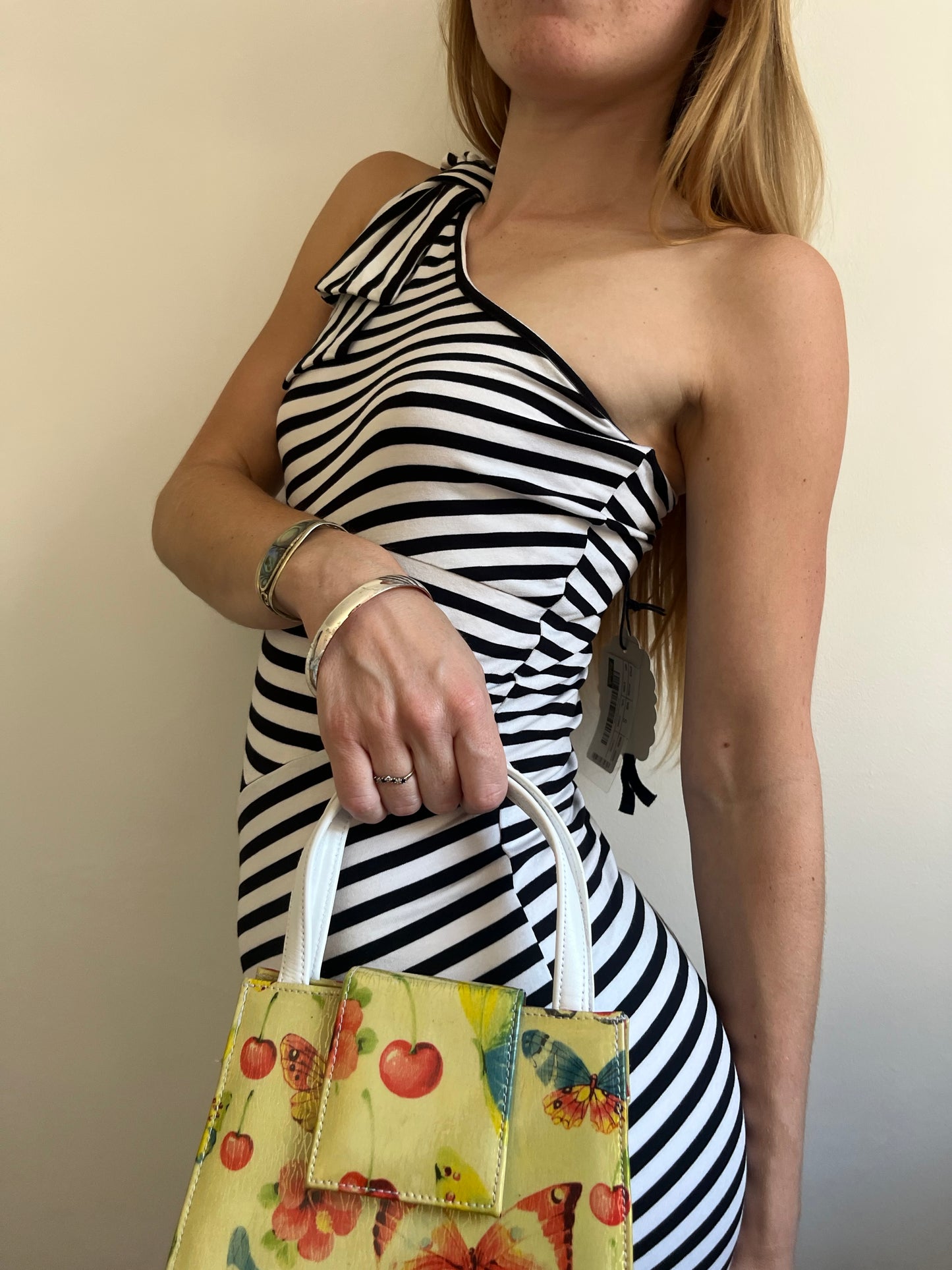 Killah stripy one shoulder dress