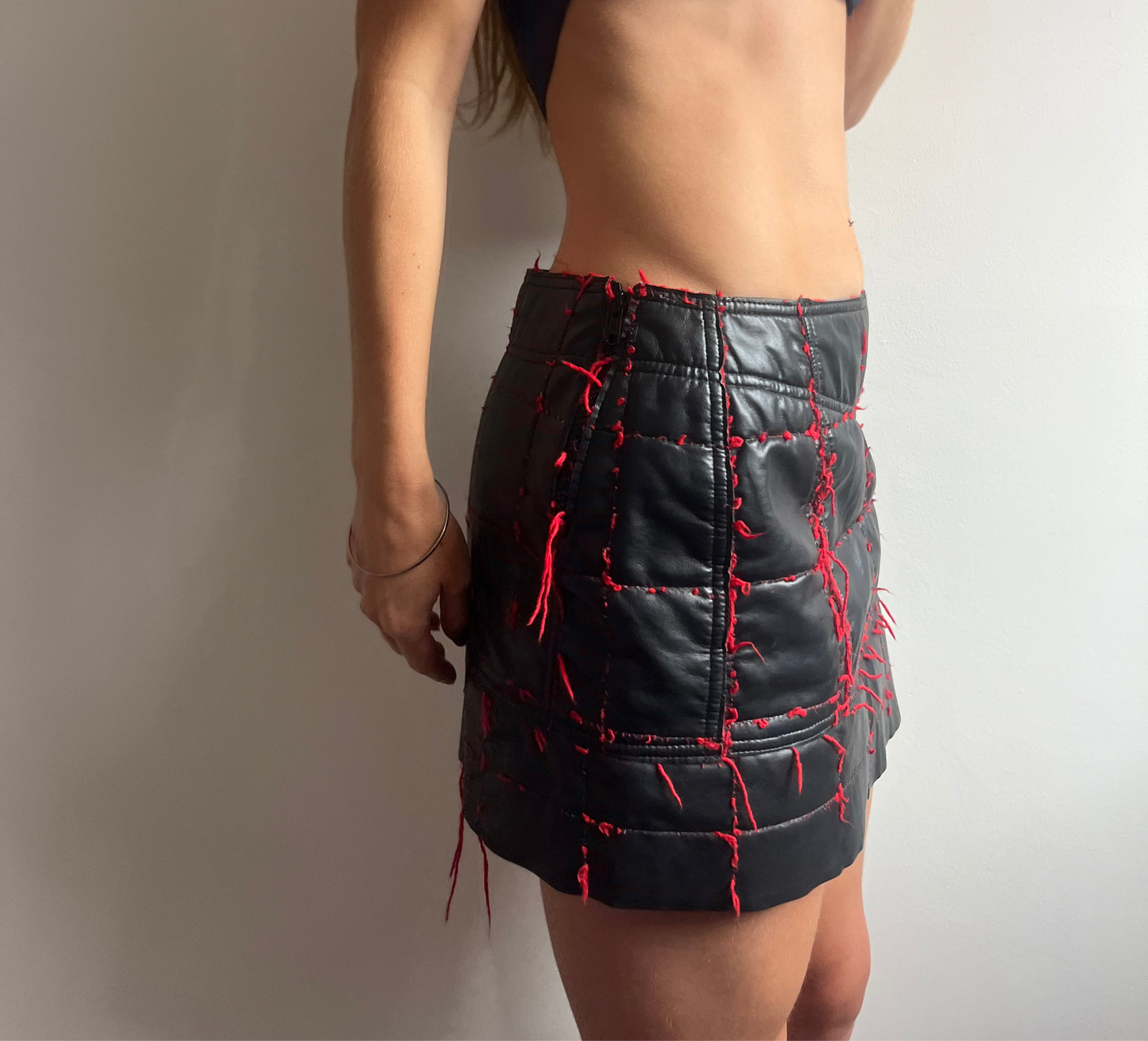 Diesel lab black red contrast stitch mini skirt