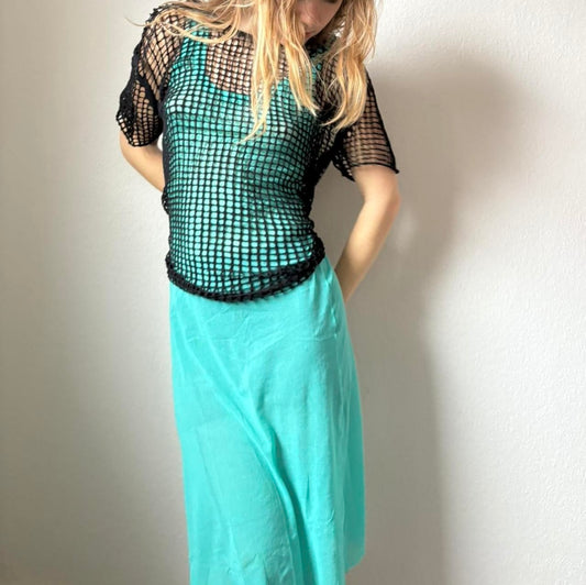 Jean Paul Gaultier turquoise mesh dress