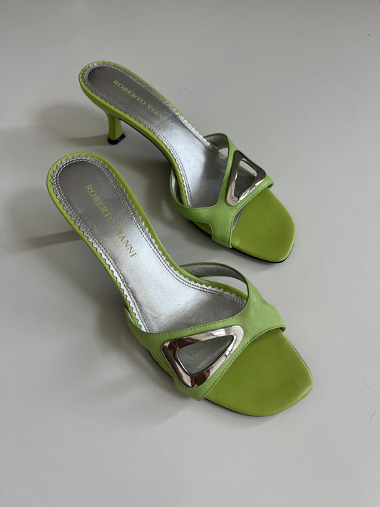 Vintage Y2K Italian designer mules in green