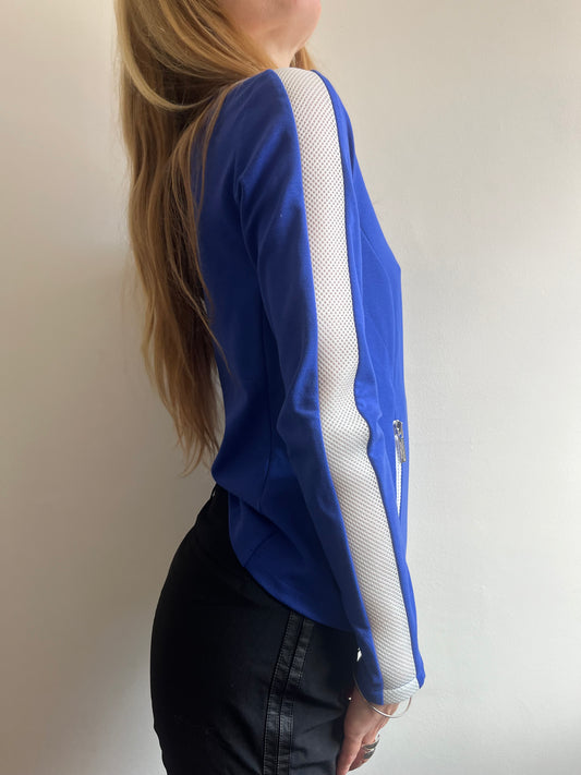 Bikkembergs Y2K track jacket in blue and white